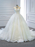 Vintage High Neck Beaded Arabic Wedding Dresses Lace Bridal Gown VW1769