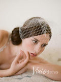 Vintage Ivory Mesh Birdcage Wedding Veils with Tiny Crystals ACC1086-Veils-Viniodress-Ivory-Viniodress