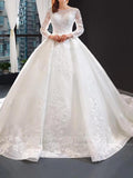 Vintage Lace Royal Wedding Dresses with Long Sleeves VW1186