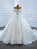 Vintage Lace Wedding Gowns Off Shoulder Long Sleeve Wedding Dresses VW1022