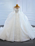 Vintage Long Sleeve Wedding Dresses Haute Couture Princess Wedding Gown 67220
