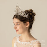 Vintage Luxury Silver Bridal Tiara Quinceanera Crown AC1231-Headpieces-Viniodress-Silver-Viniodress