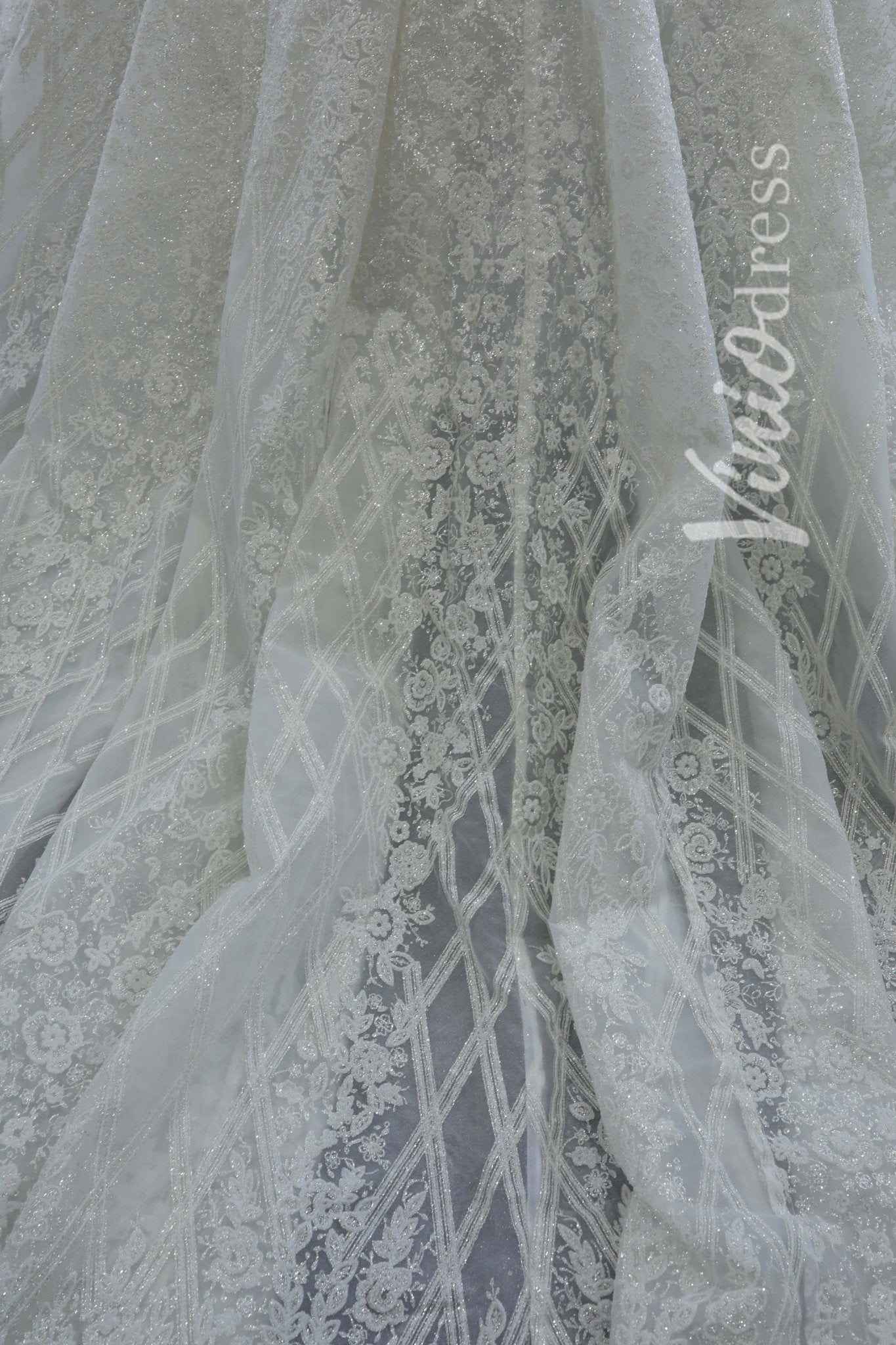 Vintage Off the Shoulder Beaded Lace Wedding Dresses with Long Sleeves 67224-wedding dresses 2025 -Viniodress-Ivory-Custom Size-