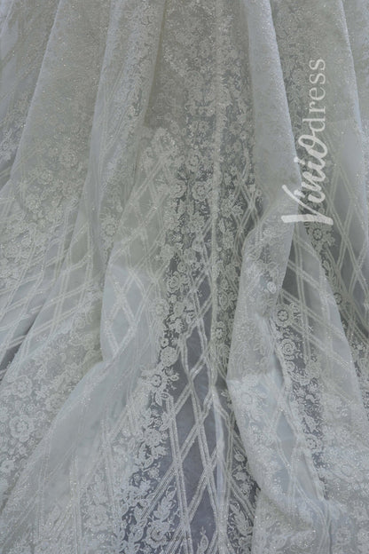 Vintage Off the Shoulder Beaded Lace Wedding Dresses with Long Sleeves 67224-wedding dresses 2025 -Viniodress-Ivory-Custom Size-