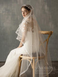 Vintage Waltz Length Bridal Veil with Leaf AC1240