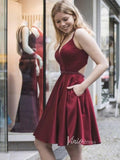 A-line Burgundy Party Dress with Pockets SD1184