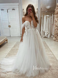 A-line Tulle Country Wedding Dresses Off the Shoulder VW2062