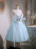 Baby Blue Homecoming Dresses Spaghetti Strap Graduation Dress SD1462B-Dresses-Viniodress-Viniodress