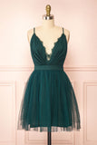 Backless Emerald Green Homecoming Dress Tulle Short Party Dress SD1091