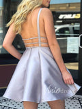 Backless Silver Short Prom Dresses with Pockets SD1104-homecoming dresses-Viniodress-Viniodress