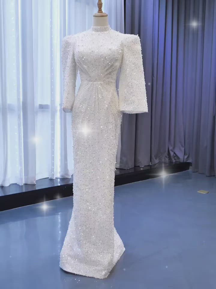 Beaded Vintage High Neck Sheath Wedding Dresses with Long Sleeves 6733 ... Beaded Vintage High Neck Sheath Wedding Dresses with Long Sleeves 6733 ...
