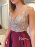 Beaded Burgundy Homecoming Dresses with Pockets SD1061-homecoming dresses-Viniodress-Viniodress