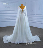 Beaded Cape Sleeve Wedding Dress V-neck Bridal Gown 222151