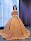 Beaded Dark Gold Prom Ball Gown Dress Vestidos De 15 Años viniodress