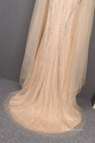 Beaded Gold Cape Sleeve Prom Dresses with Slit Sheath Evening Dress FD2780-prom dresses-Viniodress-Viniodress