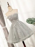 Beaded Gray Feather Homecoming Dresses SD1388 VINIODRESS-Homecoming Dresses-VINIODRESS-Viniodress