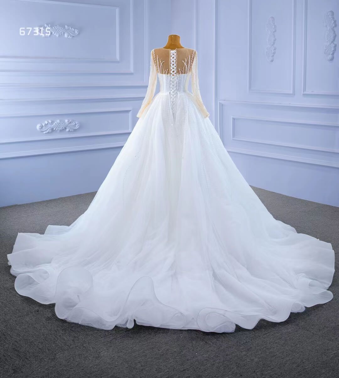 Beaded Mermaid Overskirt Wedding Dresses with Long Sleeves 67315-wedding dresses 2025 -Viniodress-As Picture-Custom Size-
