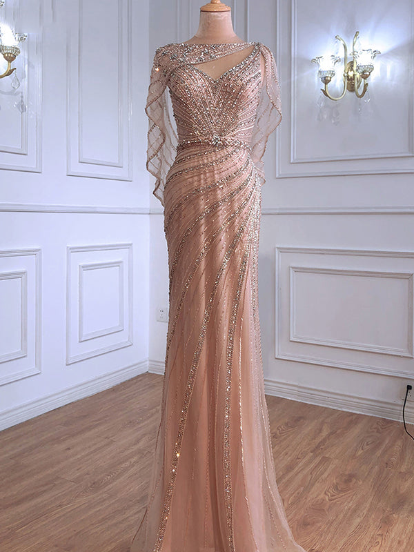 Beaded Mermaid Prom Dress 20s Formal Evening Dress FD2382-prom dresses-Viniodress-Gold-US 2-Viniodress