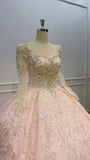 Beaded Pink Sweet 16 Dress Ball Gown Wedding Dress FD2323-Quinceanera Dresses-Viniodress-Viniodress