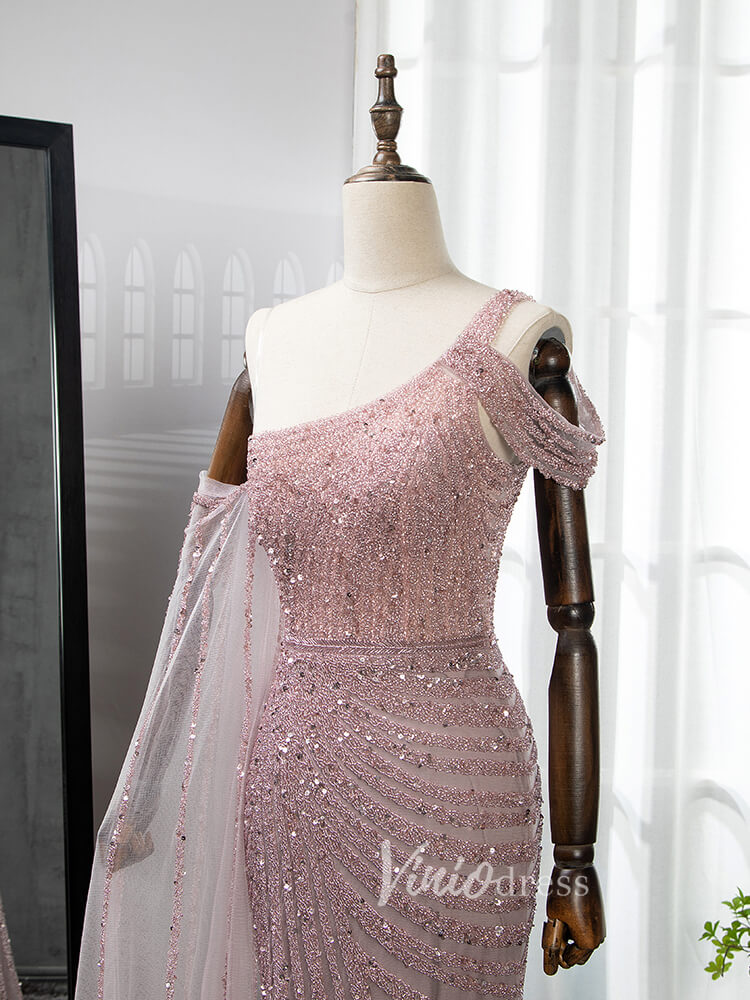 Beaded Prom Dressses Watteau Train Cape Pageant Evening Dress 20002-prom dresses-Viniodress-Viniodress