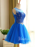 Beaded Royal Blue Homecoming Dresses Corset Back SD1166-homecoming dresses-Viniodress-Viniodress