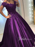 Beaded Satin Ball Gown Prom Dresses Long FD1492-prom dresses-Viniodress-Viniodress