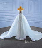 Vestido de novia tubo con pedrería y sobrefalda 67281
