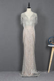 Beaded Silver Flapper Dress Vintage Sheath Prom Dress FD2828