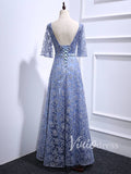 Beaded Slate Blue Lace Mother of the Bride Dresses FD1521-formal dresses-Viniodress-Viniodress