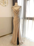 Beaded Split Prom Dress Luxury 20s Formal Dress FD2382-prom dresses-Viniodress-Gold-US 2-Viniodress