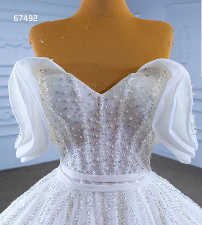 Beaded Tulle Dubai Ball Gown Wedding Dresses 67492-wedding dresses 2025 -Viniodress-Ivory-Custom Size-