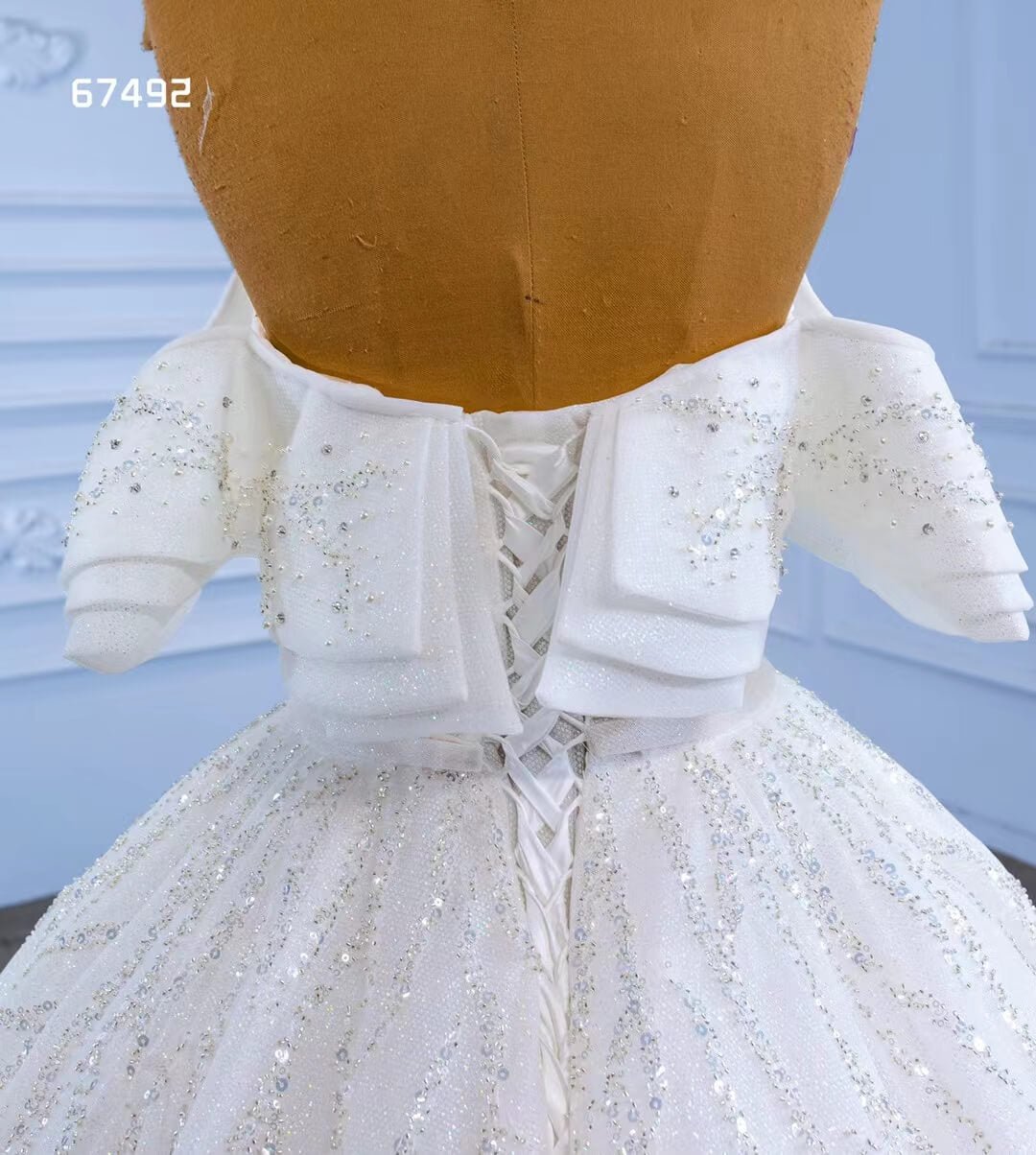 Beaded Tulle Dubai Ball Gown Wedding Dresses 67492-wedding dresses 2025 -Viniodress-Ivory-Custom Size-