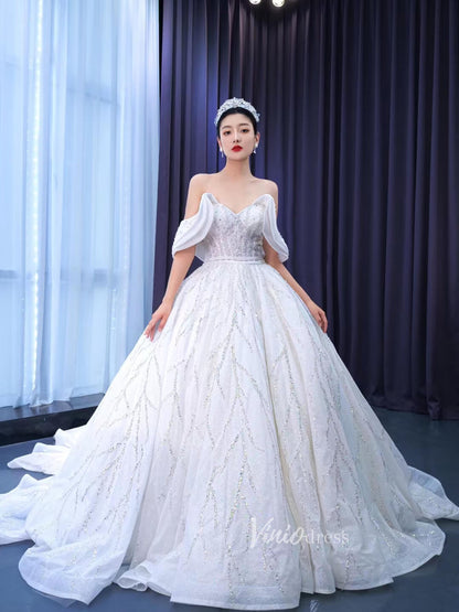 Beaded Tulle Dubai Ball Gown Wedding Dresses 67492-wedding dresses 2025 -Viniodress-Ivory-Custom Size-