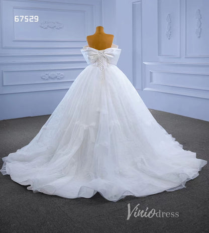 Big Bow tie Wedding Dresses Glittery White Ball Gown 67529-wedding dresses 2025 -Viniodress-Ivory-Custom Size-