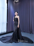 Black Satin Overskirt Wedding Dress One Shoulder Mermaid Pageant Dresses 67557