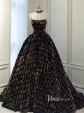 Black Sequin Glitter Ball Gown Sweet 16 Dress Princess Quince Dress FD2787