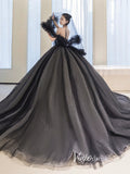 Black Sparkly Tulle Quinceanera Dresses Strapless Prom Ball Gown FD3248-prom dresses-Viniodress-Viniodress