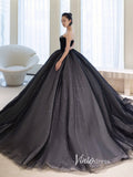 Black Sparkly Tulle Quinceanera Dresses Strapless Prom Ball Gown FD3248-prom dresses-Viniodress-Viniodress