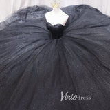 Black Sparkly Tulle Quinceanera Dresses Strapless Prom Ball Gown FD3405-prom dresses-Viniodress-Viniodress