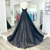 Black Strapless Prom Dresses Plunging V-Neck Evening Dress FD3039-prom dresses-Viniodress-Viniodress