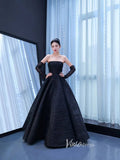 Black Wedding Dress Off the Shoulder Long Sleeve Pageant Gown 222158