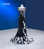 Black & White Evening Dresses Beaded Pageant Dress Cap Sleeve 222153-prom dresses-Viniodress-Viniodress