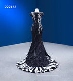 Black & White Evening Dresses Beaded Pageant Dress Cap Sleeve 222153-prom dresses-Viniodress-Viniodress