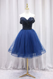 Blue Off the Shoulder Homecoming Dress SD1116-homecoming dresses-Viniodress-Viniodress