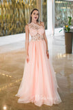 Blush Pink Lace Applique Prom Dresses One Shoulder Evening Dress FD3055