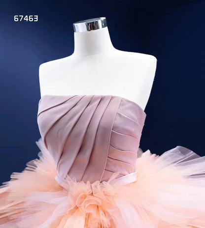 Blush Pink Ruffled Wedding Dress Vintage Strapless Ball Gown 67463-Quinceanera Dresses 2025 -Viniodress-Pink-Custom Size-