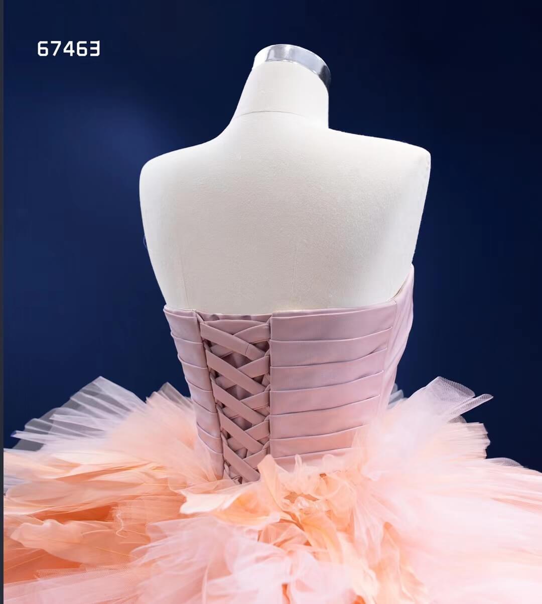 Blush Pink Ruffled Wedding Dress Vintage Strapless Ball Gown 67463-Quinceanera Dresses 2025 -Viniodress-Pink-Custom Size-