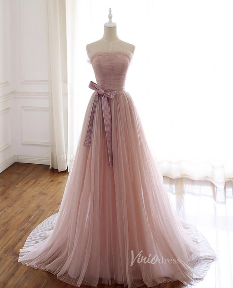 Blush Pink Tulle Prom Dresses Formal Evening Dress FD1663-prom dresses-Viniodress-Pink-Custom Size-Viniodress