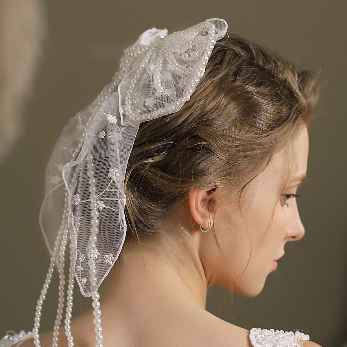 Bridal Hair Clip Bow-Tie Pearl Headpieces-Accessories 2025 -Viniodress-Ivory-