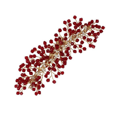 Burgundy Crystal Spray Headpiece AC1204-Headpieces 2025 -Viniodress-As Picture-
